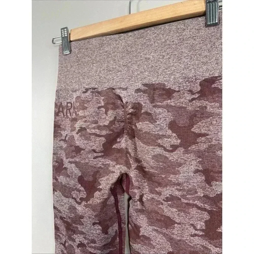 Gymshark Camo‎ Adapt Seamless High Rise Leggings Gym Workout Sz S Burgundy Yoga